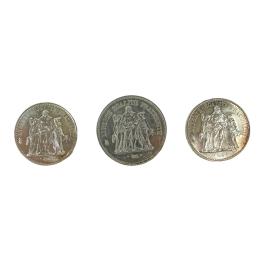 TRES MONEDAS DE PLATA FRANCESAS