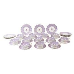 JUEGO DE 12 TAZAS CON PLATO DE PORCELANA INGLESA