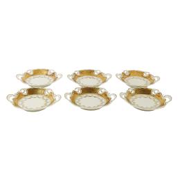 SEIS PLATOS DE APERITIVO DE PORCELANA DE MEDIADOS S. XX