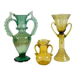 TRES JARRONES EN CRISTAL MALLORQUIN DE MEDIADOS DE S. XX