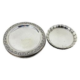 CONJUNTO DE PLATITOS DE PAN Y POSA COPAS EN PLATA
