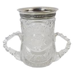 JARRA DE CERVEZA EN CRISTAL Y PLATA DEL PRIMER TERCIO S.XX
