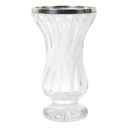 JARRÓN EN CRISTAL Y PLATA DE MEDIADOS DEL S.XX