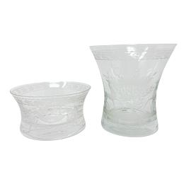 DOS VASOS EN CRISTAL GRABADO DEL ÚLTIMO CUARTO DEL S. XX