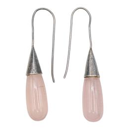 PENDIENTES LARGOS CON CUARZO ROSA