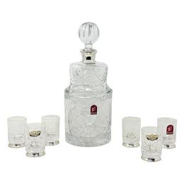 CONJUNTO LICORERO DE CRISTAL Y PLATA DEL ÚLTIMO CUARTO S. XX