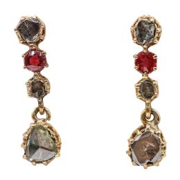 PENDIENTES CON DIAMANTES Y RUBÍES DEL S.XIX