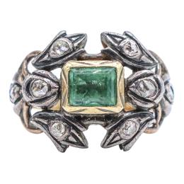 SORTIJA CON ESMERALDA Y DIAMANTES DEL S.XIX
