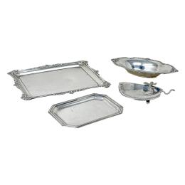 LOTE DE BANDEJITAS DE PLATA Y UNA DE METAL PLATEADO
