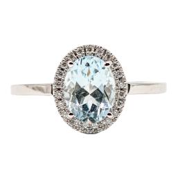 ANILLO ROSETÓN CON AGUAMARINA Y BRILLANTES