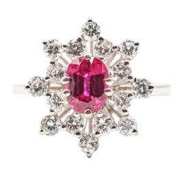 ANILLO ROSETÓN CON RUBÍES Y BRILLANTES