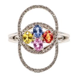 ANILLO CON TOPACIOS DE COLOR Y BRILLANTES