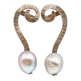 PENDIENTES LARGOS DE PLATA CON PERLAS