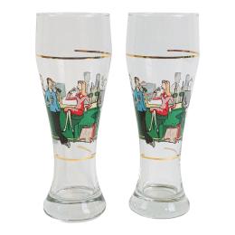 DOS COPAS EN CRISTAL ESTAMPADO DEL ÚLTIMO CUARTO DE S. XX