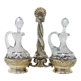 VINAGRERAS EN PLATA Y CRISTAL DE MEDIADOS DE S. XX