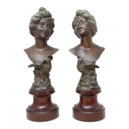 PAREJA DE BUSTOS FEMENINOS DE FLES S.XIX