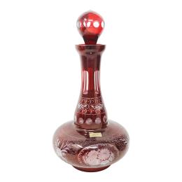 BOTELLA DE CRISTAL DE BOHEMIA DE MEDIADOS DE SIGLO XX