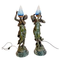 PAREJA DE LÁMPARAS ART NOUVEAU DE MEDIADOS S.XX