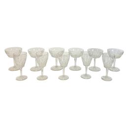 11 COPAS EN CRISTAL TALLADO DE MEDIADOS DE SIGLO XX