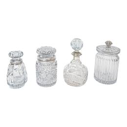 TRES FRASCOS Y BOTELLA PERFUMERO DE TOCADOR AÑOS 40