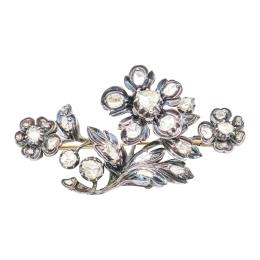 BROCHE FLORAL CON DIAMANTES DEL S.XIX