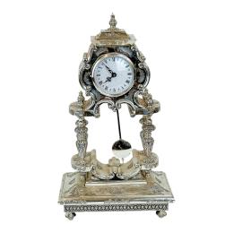 GRAN RELOJ DE SOBREMESA EN PLATA DE LOS AÑOS 70