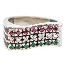 ANILLO CON RUBÍES, BRILLANTES Y ESMERALDAS