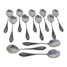 CONJUNTO DE 12 CUCHARITAS DE HELADO EN PLATA DE PPS. S.XX