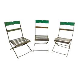 TRES SILLAS DE JARDIN PARA NIÑOS MEDIADOS DE SIGLO XX