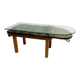 MESA RÚSTICA DE CENTRO CON TRILLO ANTIGUO