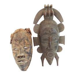 DOS MÁSCARAS AFRICANAS DE LA PRIMERA Y SEGUNDA MITAD S. XX