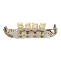 CONJUNTO DE 8 COPITAS DE LICOR DE MEDIADOS DEL S.XX