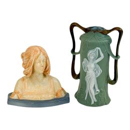 PEQUEÑO JARRÓN Y FIGURA DE PRINCIPIOS DEL S.XX