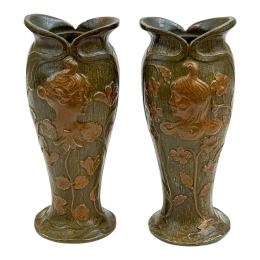 PAREJA DE JARRONES ART NOUVEAU DE PRINCIPIOS DEL S.XX