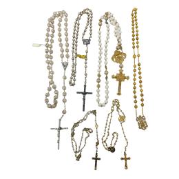 SEIS ROSARIOS DE PLATA, ORO Y ÓPALOS DEL S. XIX-XX