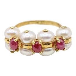 ANILLO CON PERLAS Y RUBÍES