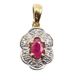 COLGANTE ROSETÓN CON RUBÍ Y BRILLANTES