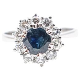 ANILLO ROSETÓN CON ZAFIRO Y BRILLANTES