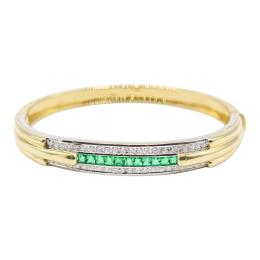 PULSERA ESCLAVA CON DIAMANTES Y ESMERALDAS