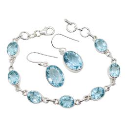 PULSERA Y PENDIENTES CON TOPACIOS AZULES