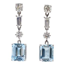 PENDIENTES CON AGUAMARINAS Y DIAMANTES