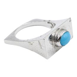 ANILLO DE DISEÑO CON OPALINA AZUL