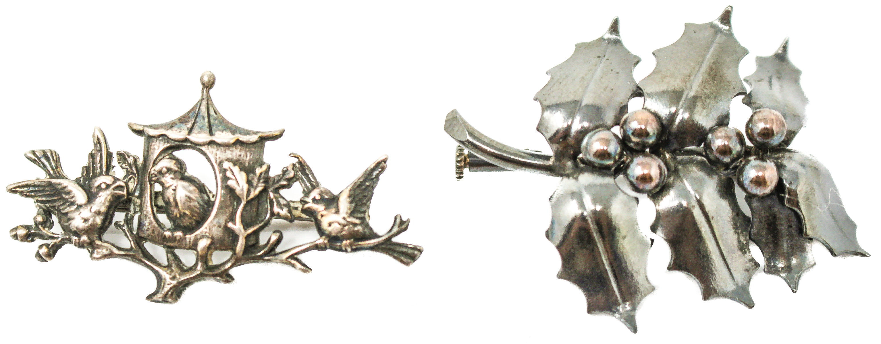 DOS BROCHES DE PLATA DE MEDIADOS S.XX