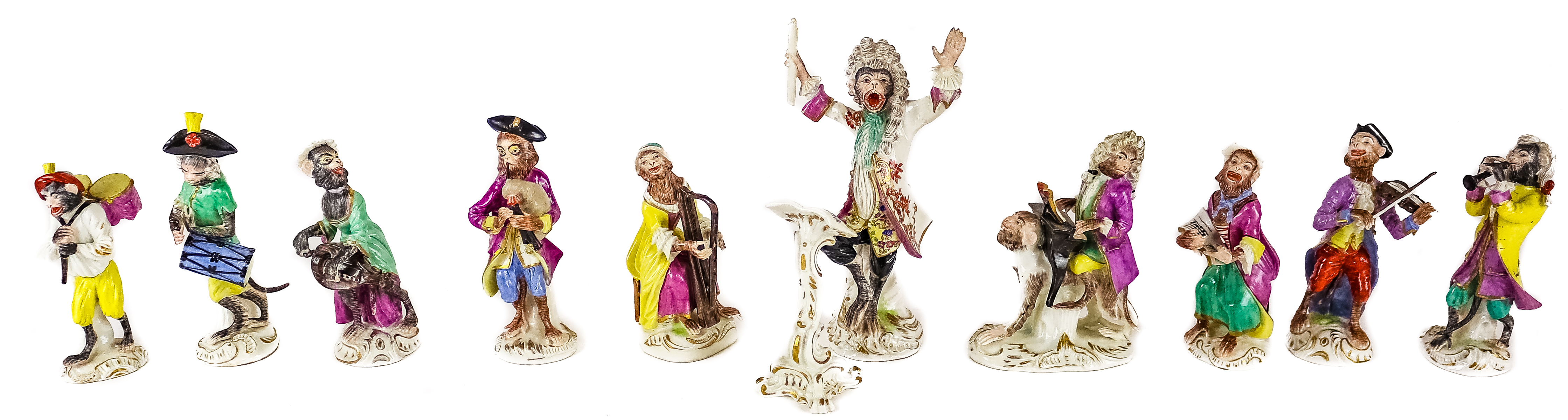 "ORQUESTA DE MONOS" EN PORCELANA MEISEN ALEMANA