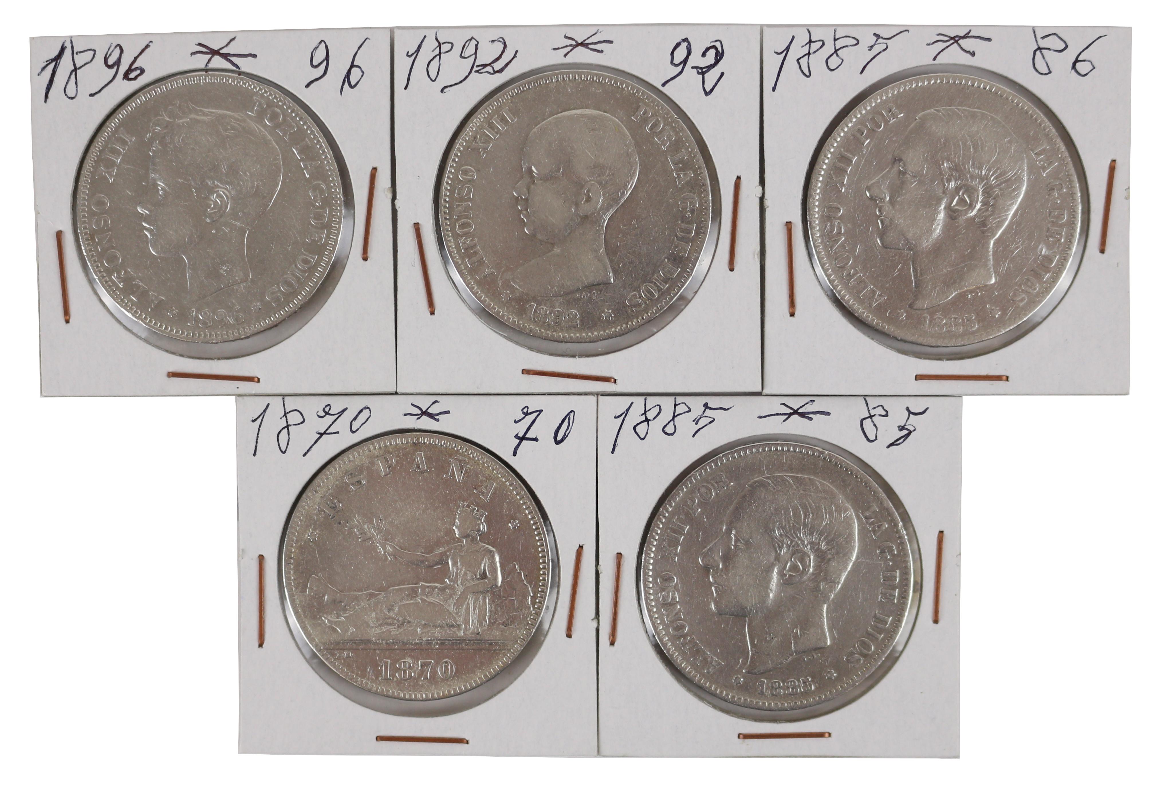 LOTE DE 5 MONEDAS ESPAÑOLAS