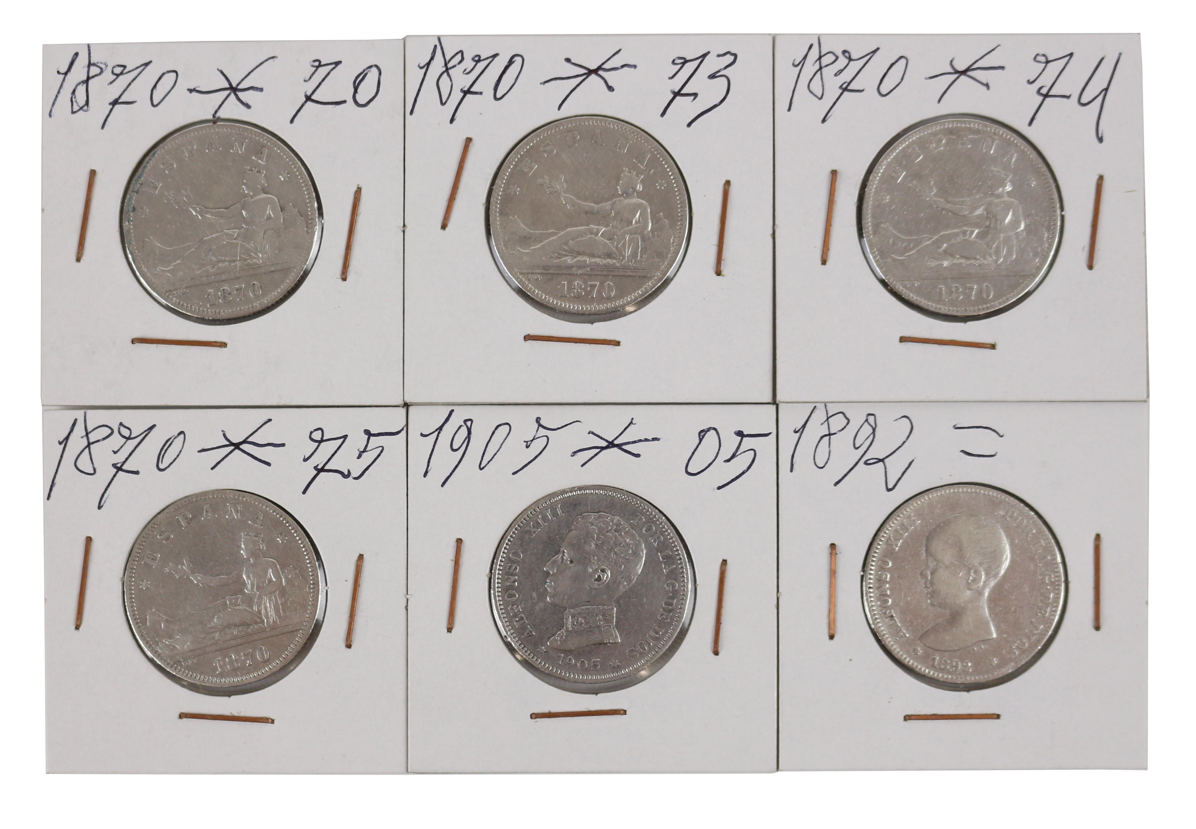 LOTE DE 6 MONEDAS DE "2 PESETAS"