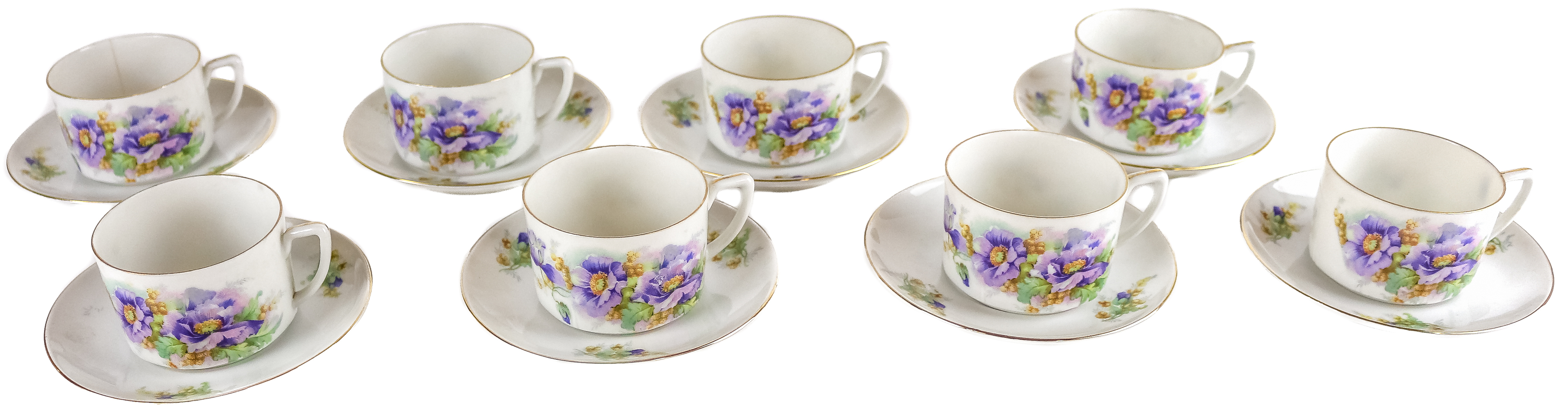 CONJUNTO DE 8 TAZAS CON PLATO DEL PRIMER TERCIO DEL S.XX