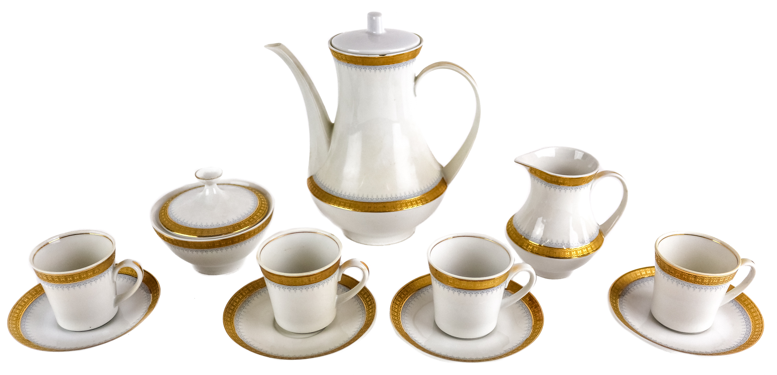 JUEGO DE CAFÉ EN PORCELANA DEL ÚLTIMO TERCIO DEL S.XX