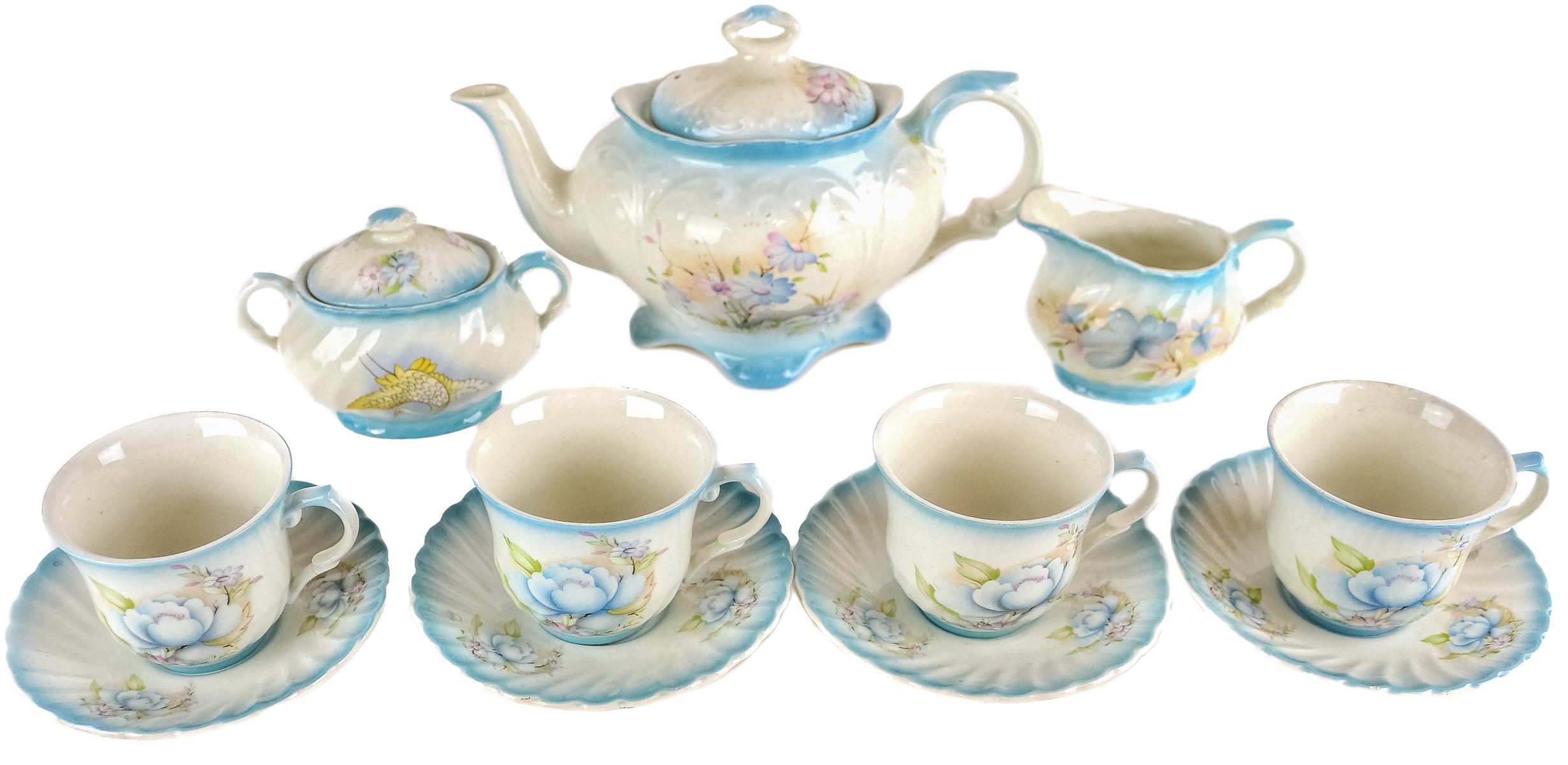 JUEGO DE TÉ INGLÉS EN LOZA DE LA SEGUNDA MITAD DEL S.XX