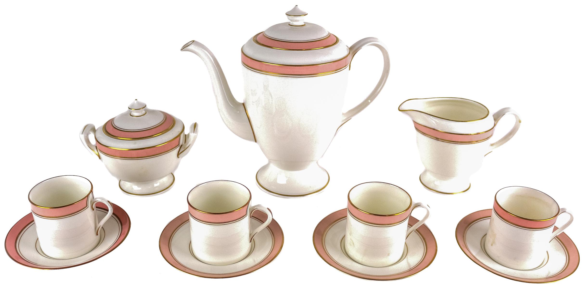 JUEGO DE CAFÉ EN PORCELANA INGLESA SEGUNDA MITAD S.XX
